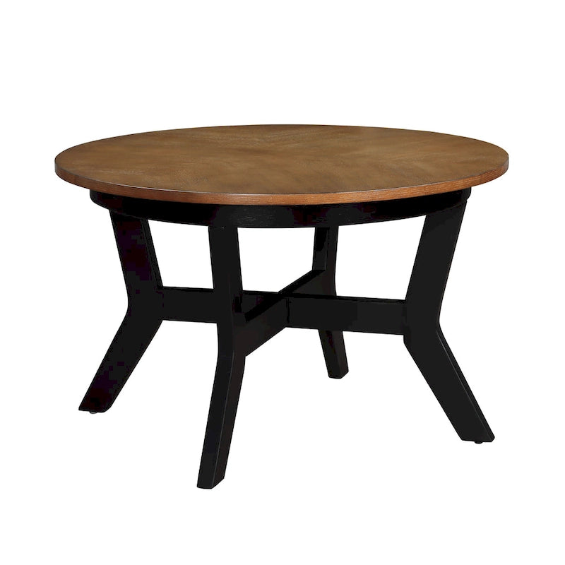 Mesa de centro redonda de nogal/espresso, estilo de mediados de siglo, capacidad para 1 o 2 personas