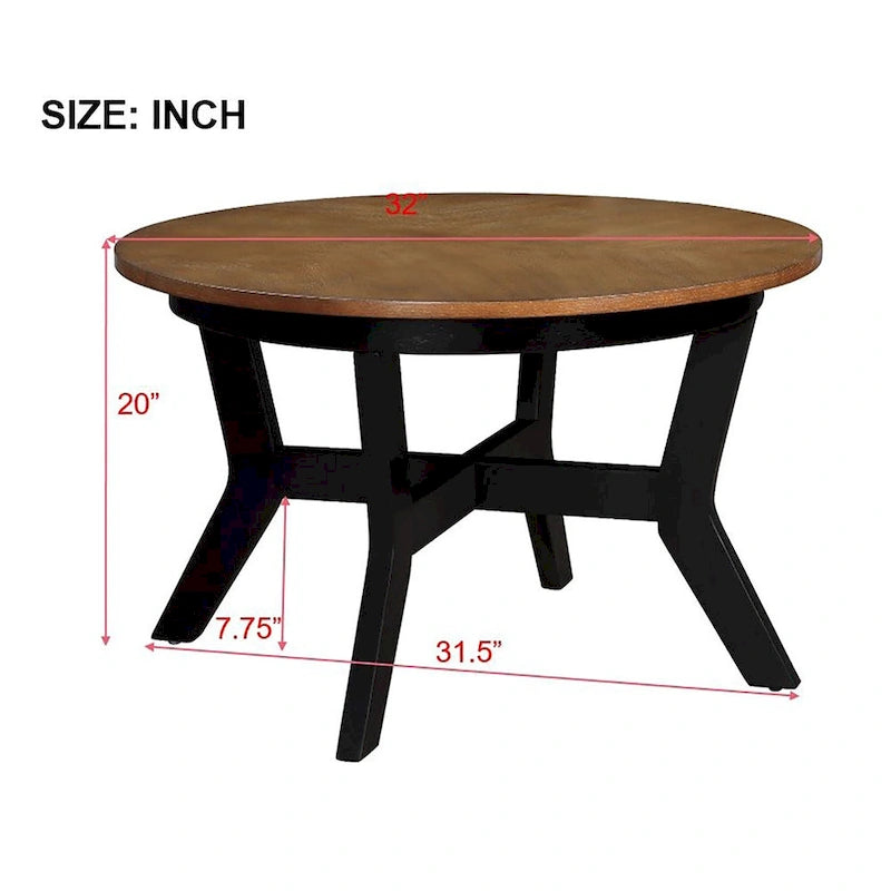 Mesa de centro redonda de nogal/espresso, estilo de mediados de siglo, capacidad para 1 o 2 personas