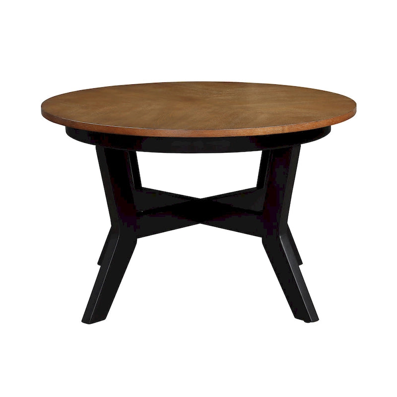 Mesa de centro redonda de nogal/espresso, estilo de mediados de siglo, capacidad para 1 o 2 personas