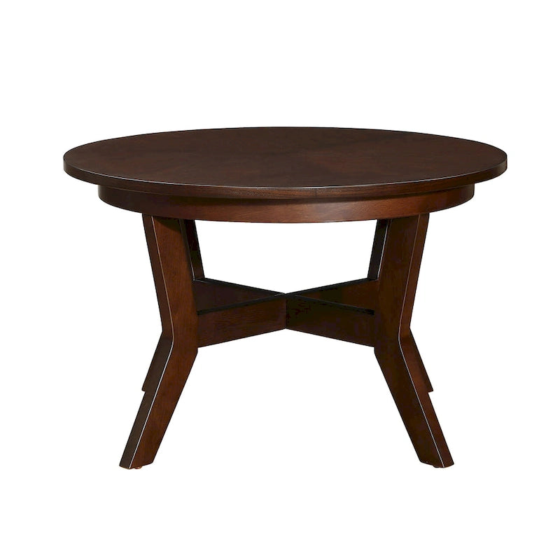 Mesa de centro redonda de nogal/espresso, estilo de mediados de siglo, capacidad para 1 o 2 personas