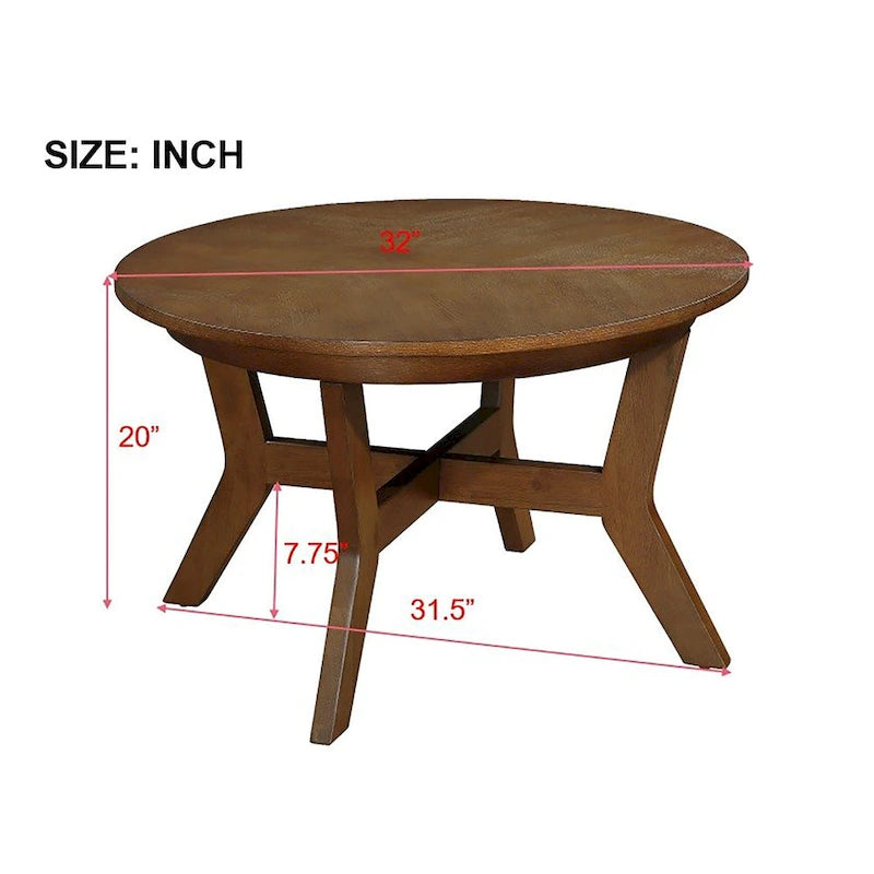Mesa de centro redonda de nogal/espresso, estilo de mediados de siglo, capacidad para 1 o 2 personas