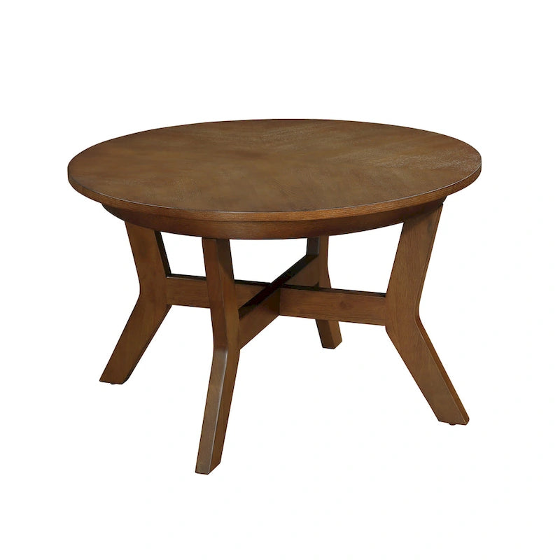 Mesa de centro redonda de nogal/espresso, estilo de mediados de siglo, capacidad para 1 o 2 personas