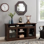 Modern TV Stand Media Stand Modern Entertainment Console for TV Up to 65  with Glass Door Open and Closed Storage Space