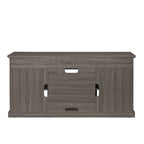 Mueble de TV Moderno Negro + Nogal Oscuro/Marrón con Puertas de Vidrio, Almacenamiento Abierto y Cerrado, para TVs de hasta 65"