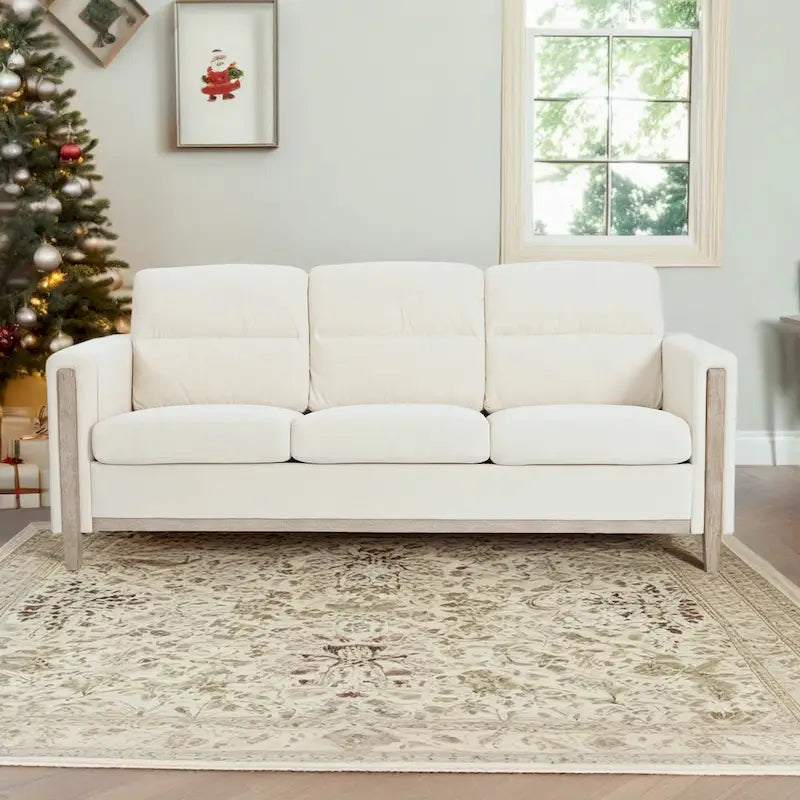 Sofá de 3 plazas — Beige / Negro / Gris / Marrón | Tela y PU | 3 asientos
