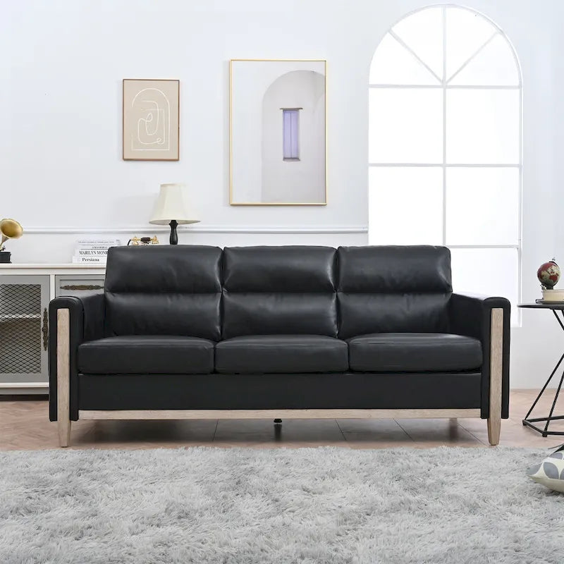 Sofá de 3 plazas — Beige / Negro / Gris / Marrón | Tela y PU | 3 asientos
