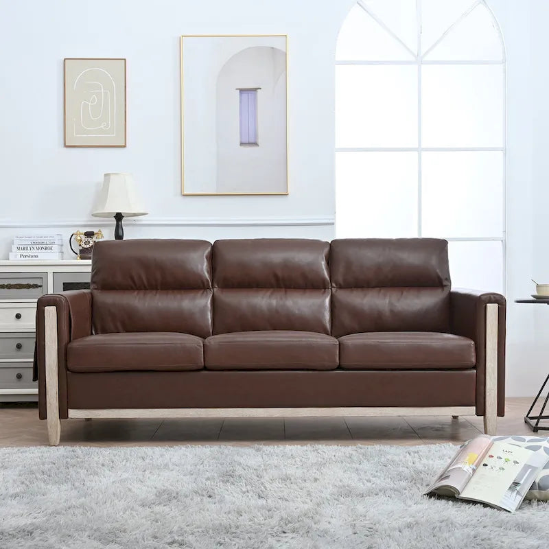 Sofá de 3 plazas — Beige / Negro / Gris / Marrón | Tela y PU | 3 asientos