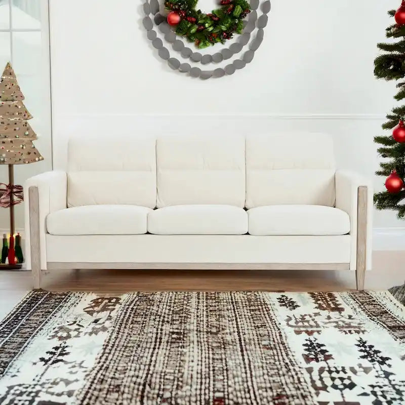 Sofá de 3 plazas — Beige / Negro / Gris / Marrón | Tela y PU | 3 asientos