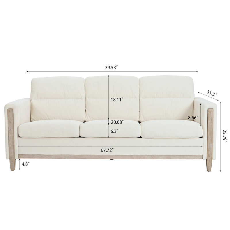 Sofá de 3 plazas — Beige / Negro / Gris / Marrón | Tela y PU | 3 asientos