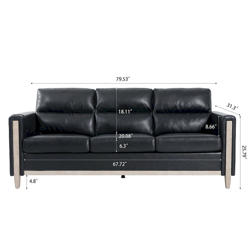 Sofá de 3 plazas — Beige / Negro / Gris / Marrón | Tela y PU | 3 asientos