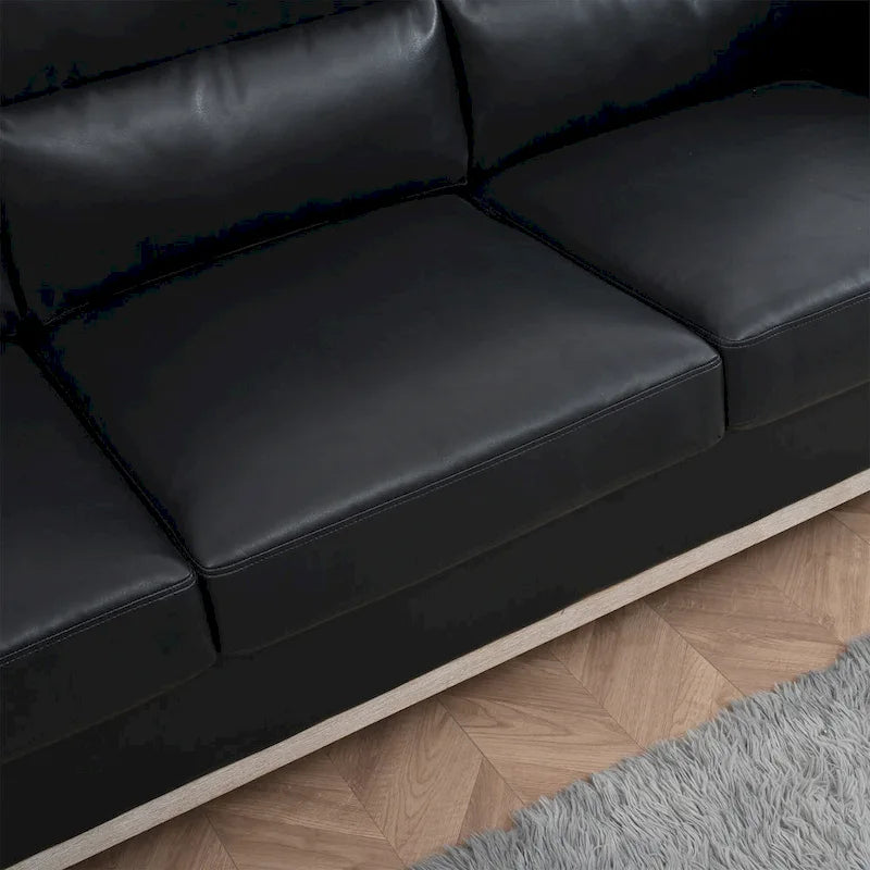 Sofá de 3 plazas — Beige / Negro / Gris / Marrón | Tela y PU | 3 asientos