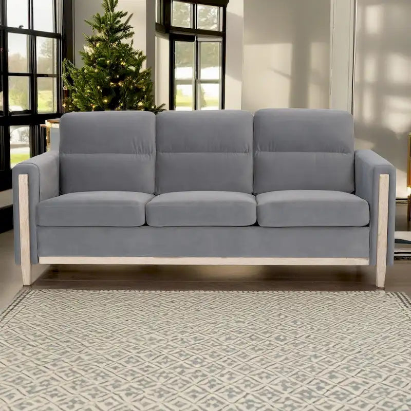 Sofá de 3 plazas — Beige / Negro / Gris / Marrón | Tela y PU | 3 asientos