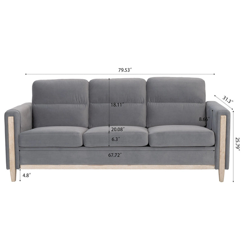 Sofá de 3 plazas — Beige / Negro / Gris / Marrón | Tela y PU | 3 asientos