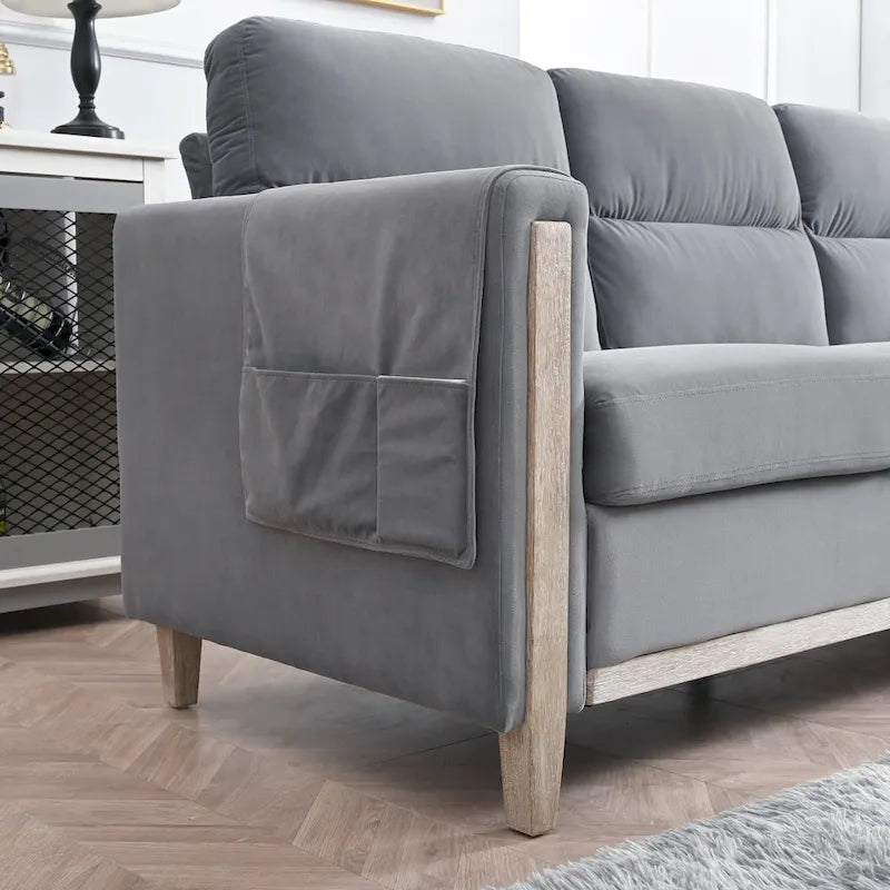 Sofá de 3 plazas — Beige / Negro / Gris / Marrón | Tela y PU | 3 asientos