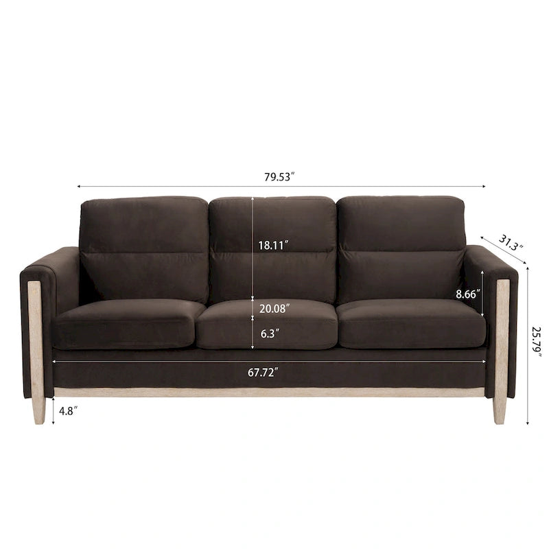 Sofá de 3 plazas — Beige / Negro / Gris / Marrón | Tela y PU | 3 asientos