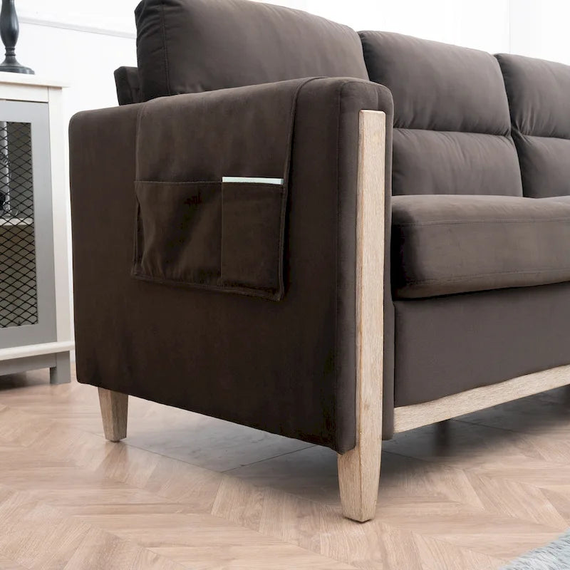Sofá de 3 plazas — Beige / Negro / Gris / Marrón | Tela y PU | 3 asientos