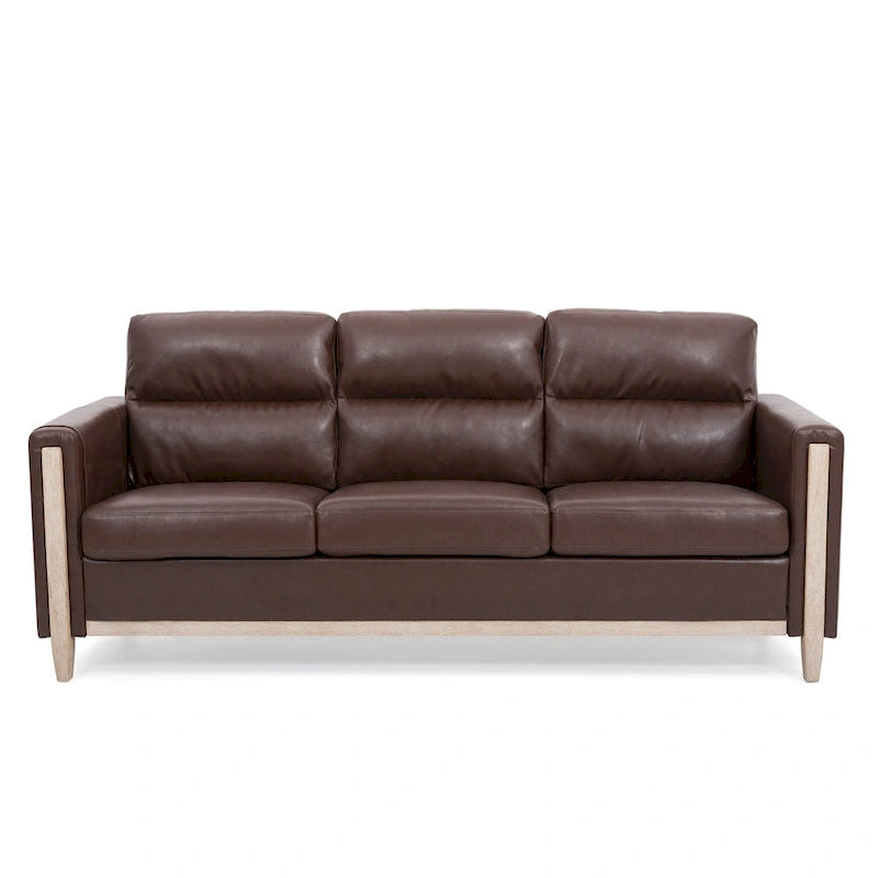 Sofá de 3 plazas — Beige / Negro / Gris / Marrón | Tela y PU | 3 asientos