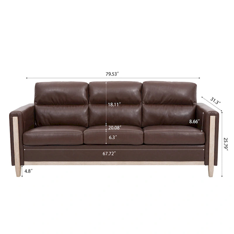 Sofá de 3 plazas — Beige / Negro / Gris / Marrón | Tela y PU | 3 asientos