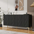 Aparador de 4 puertas en blanco/negro, sin tiradores, con apertura por presión, MDF + madera maciza