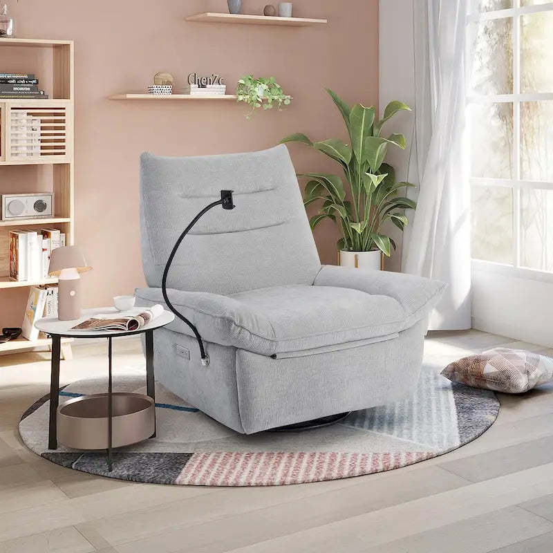 Sillón reclinable giratorio individual motorizado gris/verde/blanco