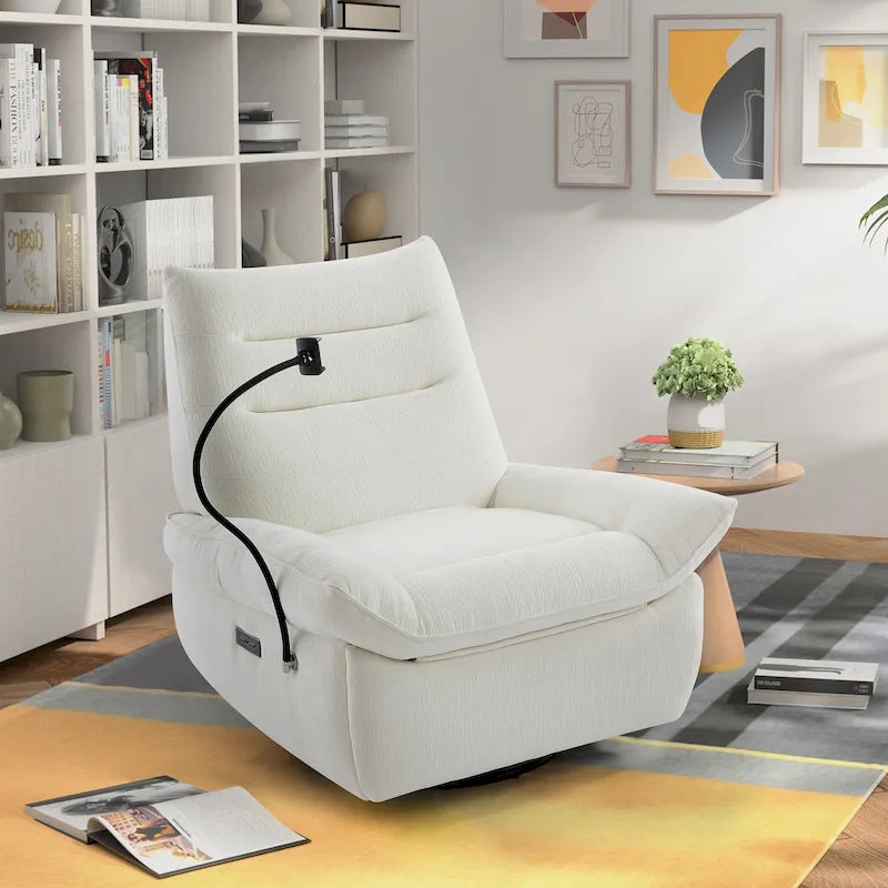 Sillón reclinable giratorio individual motorizado gris/verde/blanco