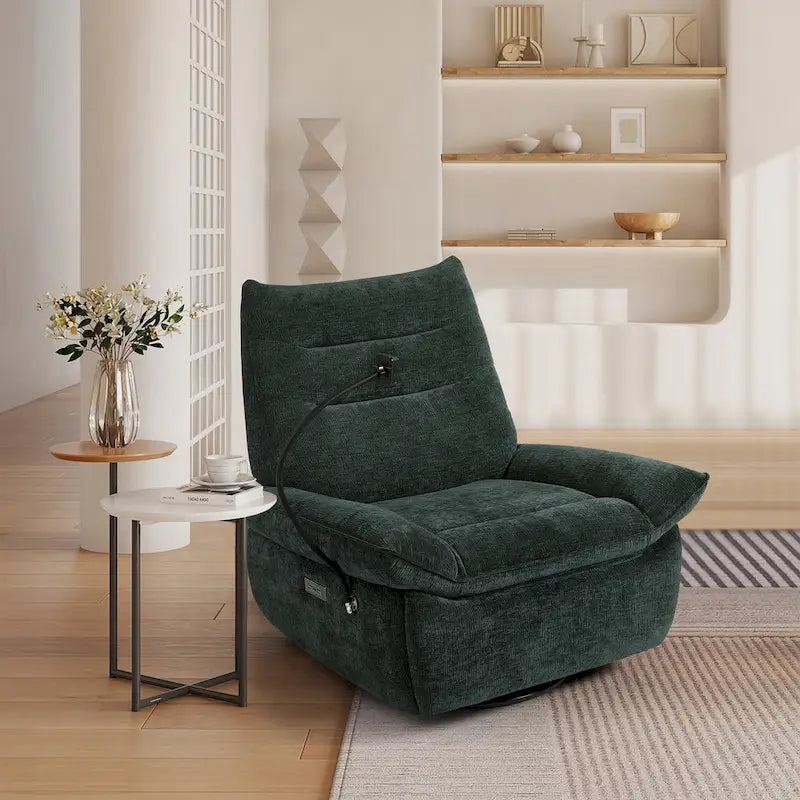 Sillón reclinable giratorio individual motorizado gris/verde/blanco