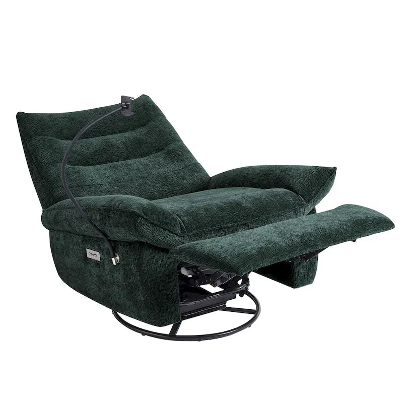 Sillón reclinable giratorio individual motorizado gris/verde/blanco