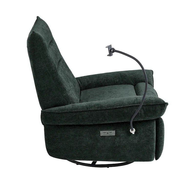 Sillón reclinable giratorio individual motorizado gris/verde/blanco