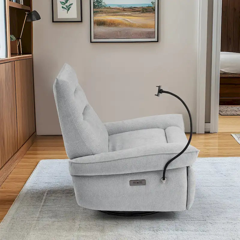 Sillón reclinable giratorio individual motorizado gris/verde/blanco