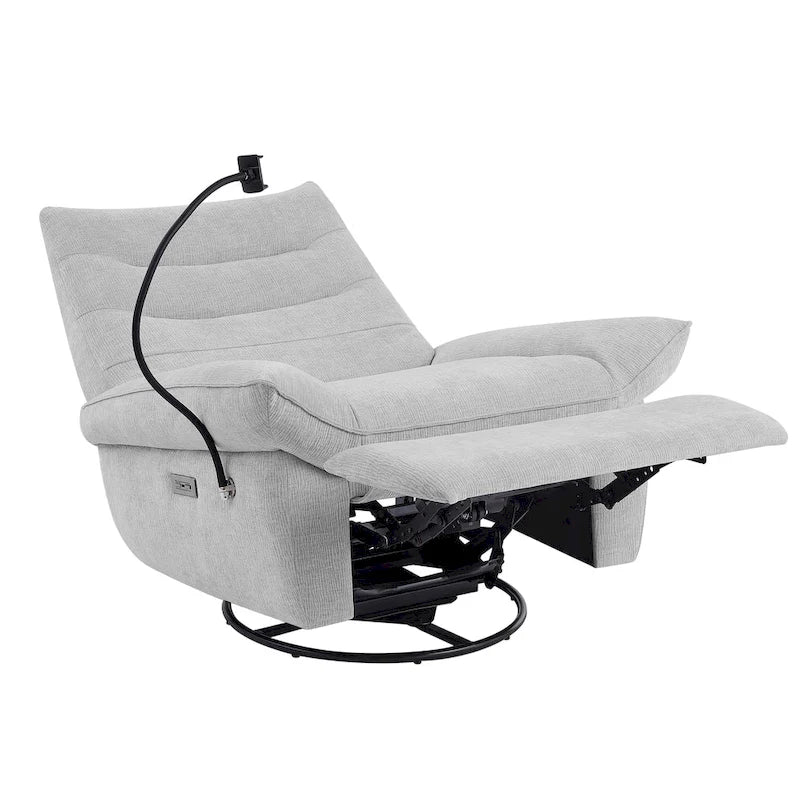 Sillón reclinable giratorio individual motorizado gris/verde/blanco