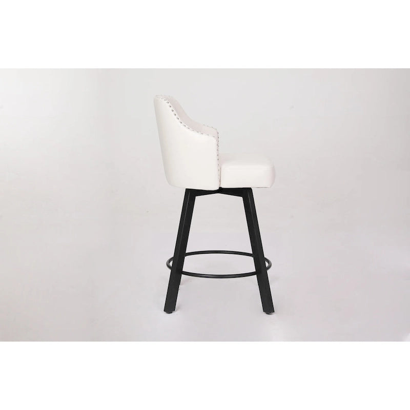 Taburete de barra sin respaldo (marrón/blanco/negro), madera maciza, juego de 2