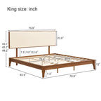 Elegante cama con plataforma de madera maciza de bambú con cabecero ajustable tapizado