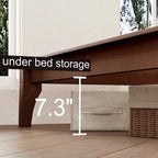 Elegante cama con plataforma de madera maciza de bambú con cabecero ajustable tapizado