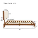 Elegante cama con plataforma de madera maciza de bambú con cabecero ajustable tapizado