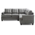 Tufted Microsuede L-Shape Sectional Sofa - 80  - Gray