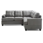 Tufted Microsuede L-Shape Sectional Sofa - 80  - Gray