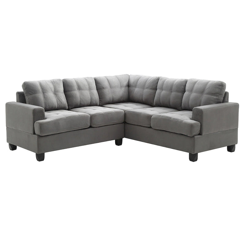 Sofá seccional en forma de L de microsuede gris, 2 plazas