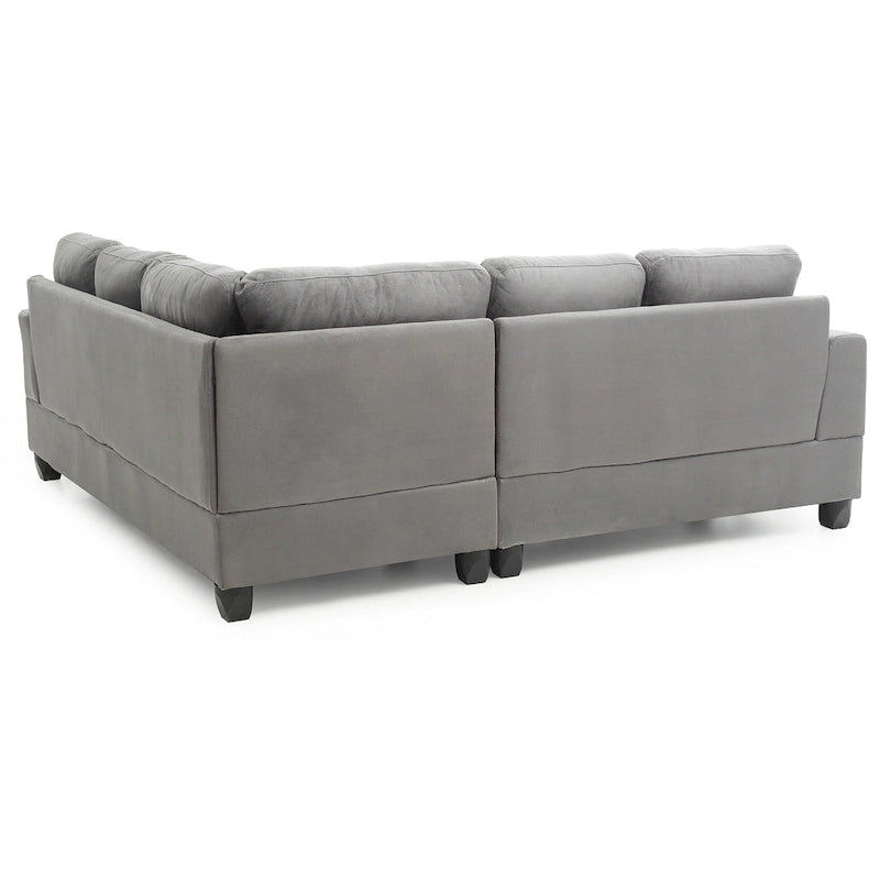 Sofá seccional en forma de L de microsuede gris, 2 plazas