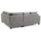 Sofá seccional en forma de L de microsuede gris, 2 plazas