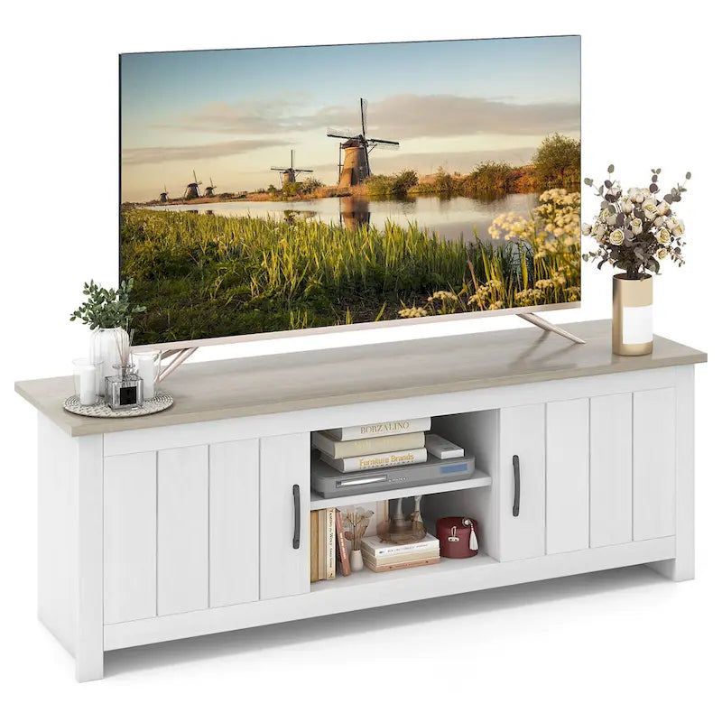 Gymax Farmhouse TV Stand for TVs up to 65  Media Console Center w/