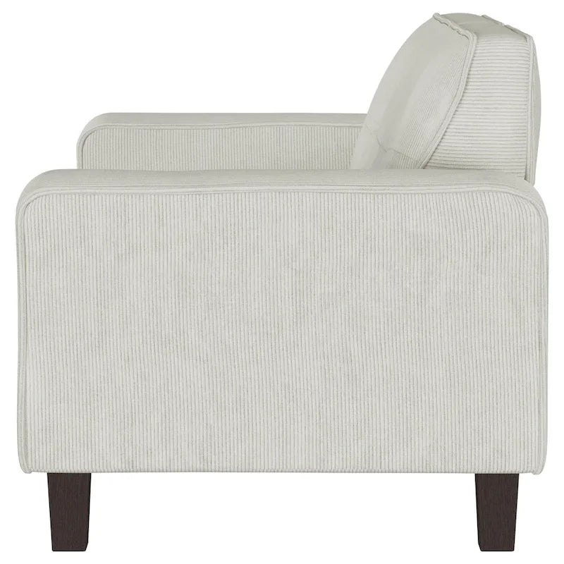 Sofá de dos plazas de pana gris claro