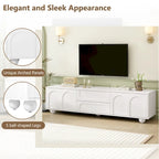 Mueble de TV arqueado blanco con 2 armarios y 2 cajones, compatible con televisores de hasta 75"