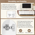 Mueble de TV arqueado blanco con 2 armarios y 2 cajones, compatible con televisores de hasta 75"
