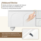 Mueble de TV arqueado blanco con 2 armarios y 2 cajones, compatible con televisores de hasta 75"