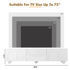 Mueble de TV arqueado blanco con 2 armarios y 2 cajones, compatible con televisores de hasta 75"