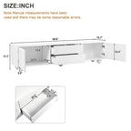 Mueble de TV arqueado blanco con 2 armarios y 2 cajones, compatible con televisores de hasta 75"