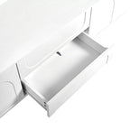 Mueble de TV arqueado blanco con 2 armarios y 2 cajones, compatible con televisores de hasta 75"