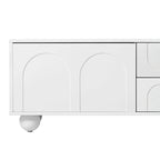 Mueble de TV arqueado blanco con 2 armarios y 2 cajones, compatible con televisores de hasta 75"