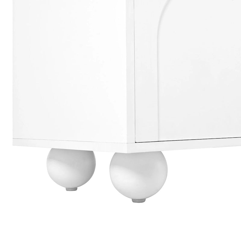 Mueble de TV arqueado blanco con 2 armarios y 2 cajones, compatible con televisores de hasta 75"