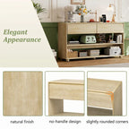Mesa consola de madera natural lavada de 2 cajones con estantes